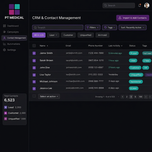 GHL CRM Contacts — PT Medical