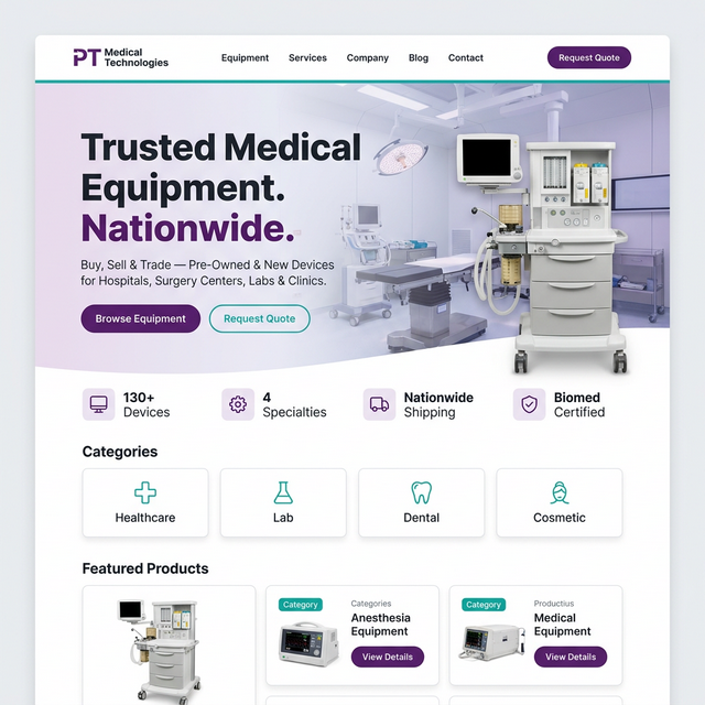 PT Medical — Desktop Homepage Redesign